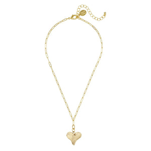 Susan Shaw Gold Heart Paperclip Necklace